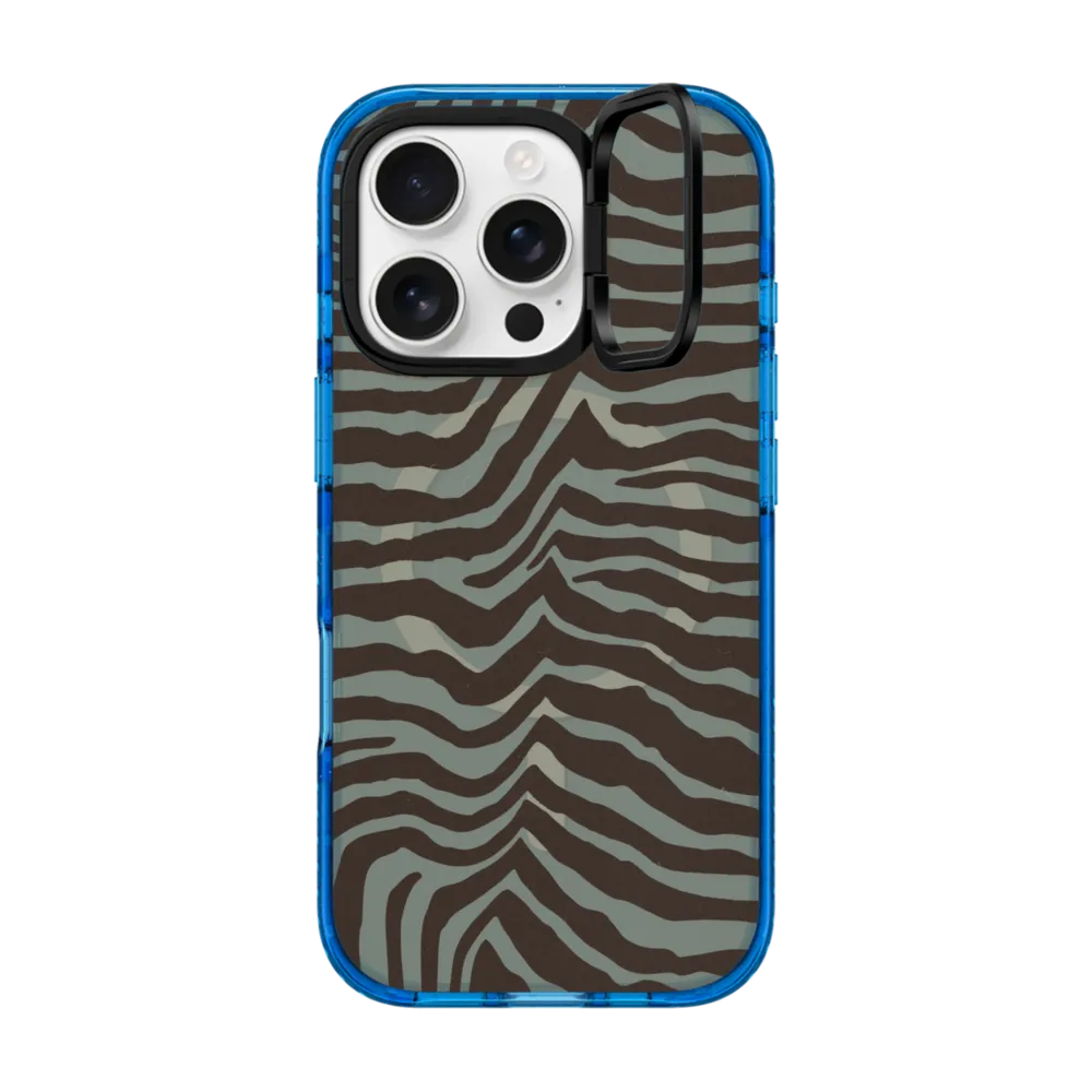 Impact Ring Stand iPhone 16 Pro Case MagSafe Compatible - Zebra-Brown