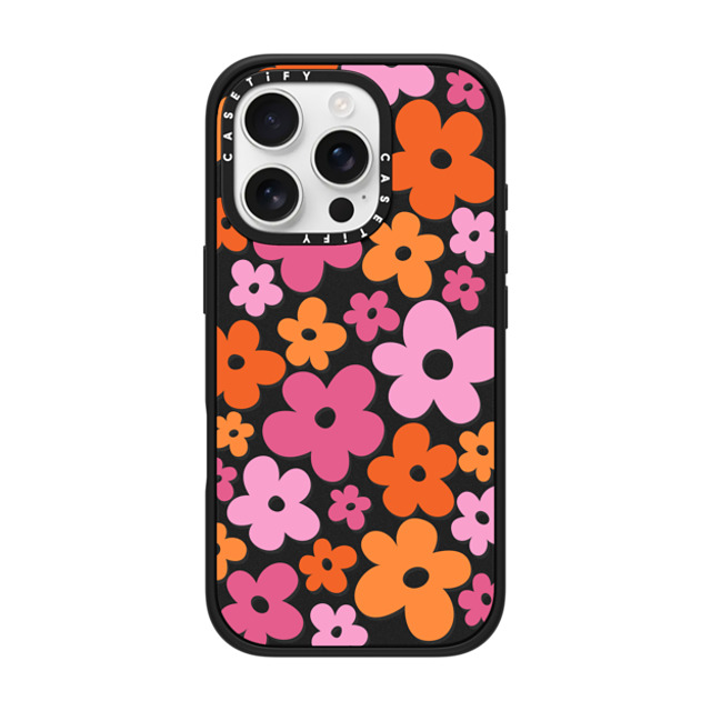 CASETiFY iPhone 16 Pro ケース マットブラック インパクトケース MagSafe対応 Cottagecore Abstract Florals