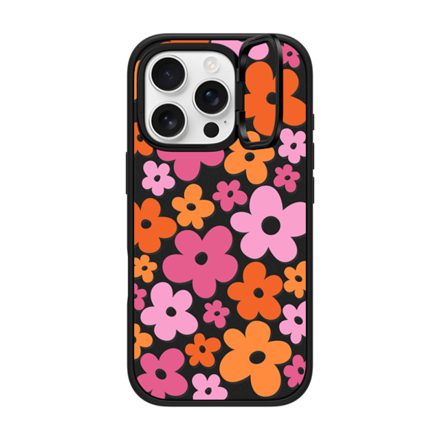 CASETiFY iPhone 16 Pro ケース マットブラック インパクトリングスタンドケース MagSafe対応 Cottagecore Abstract Florals