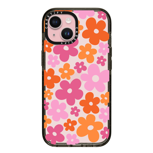 CASETiFY iPhone 15 ケース ブラック インパクトケース Cottagecore Abstract Florals