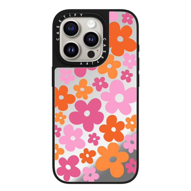 CASETiFY iPhone 15 Pro Case Silver on Black ミラーケース MagSafe対応 Cottagecore Abstract Florals CASETiFY iPhone 15 Pro Case Silver on Black ミラーケース MagSafe対応 Cottagecore Abstract Florals