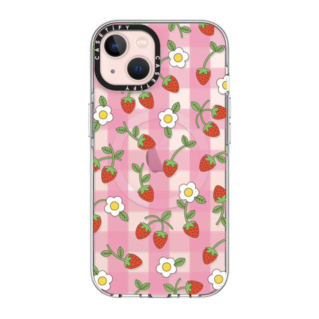 CASETiFY iPhone 13 ケース クリア クリア ケース MagSafe対応 Cottagecore,Cherry,Strawberry,Fruit Strawberry Plaid