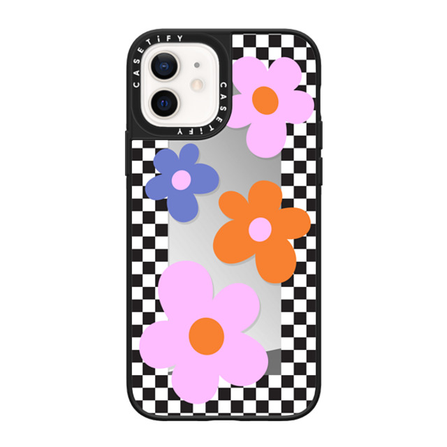 CASETiFY iPhone 12 Case Silver on Black ミラーケース MagSafe対応 Floral,Maximalism Floral,Maximalism Checkered Floral Frame Mother's Day CASETiFY iPhone 12 Case Silver on Black ミラーケース MagSafe対応 Floral,Maximalism Floral,Maximalism Checkered Floral Frame Mother's Day
