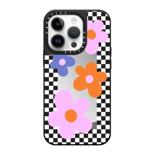 iPhone 14 Pro - Checkered Floral Frame