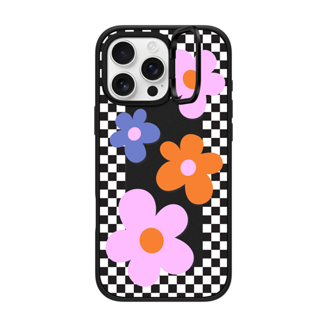 CASETiFY iPhone 16 Pro Max Case Matte Black インパクトリングスタンドケース MagSafe対応 Floral,Maximalism Checkered Floral Frame CASETiFY iPhone 16 Pro Max Case Matte Black インパクトリングスタンドケース MagSafe対応 Floral,Maximalism Checkered Floral Frame
