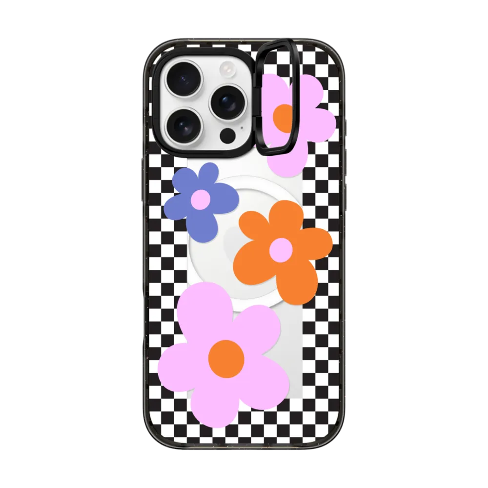 Impact iPhone 16 Pro Max Case MagSafe Compatible - Checkered Floral Frame
