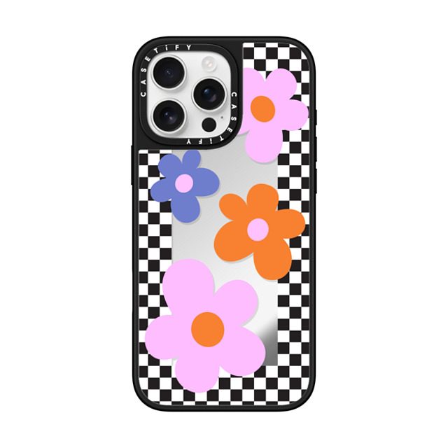 CASETiFY iPhone 16 Pro Max Case Silver on Black ミラーケース MagSafe対応 Floral,Maximalism Floral,Maximalism Checkered Floral Frame Father's Day CASETiFY iPhone 16 Pro Max Case Silver on Black ミラーケース MagSafe対応 Floral,Maximalism Floral,Maximalism Checkered Floral Frame Father's Day