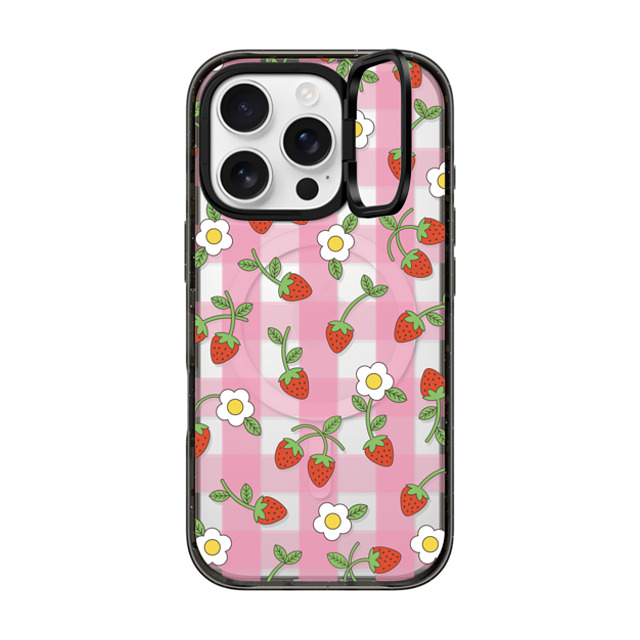 CASETiFY iPhone 16 Pro Case Black インパクトリングスタンドケース MagSafe対応 Cottagecore,Fruit,Strawberry Strawberry Plaid CASETiFY iPhone 16 Pro Case Black インパクトリングスタンドケース MagSafe対応 Cottagecore,Fruit,Strawberry Strawberry Plaid