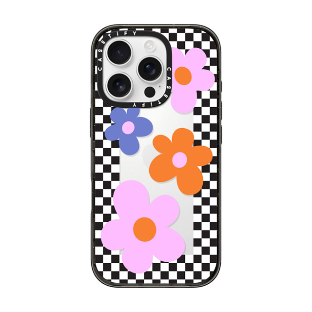 CASETiFY iPhone 16 Pro Case Black Impact Case Floral,Maximalism Checkered Floral Frame CASETiFY iPhone 16 Pro Case Black Impact Case Floral,Maximalism Checkered Floral Frame