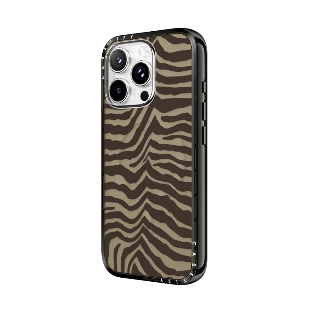 Compact iPhone 16 Pro Case MagSafe Compatible - Zebra-Brown