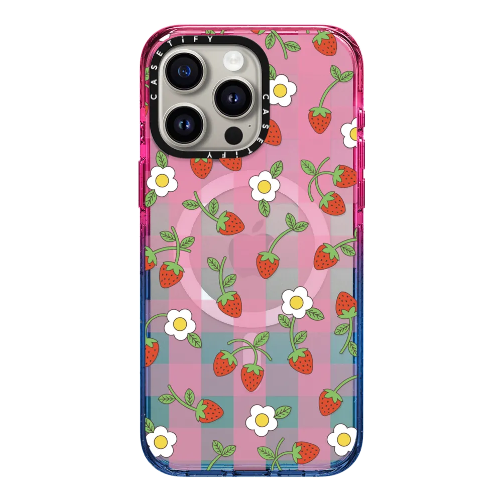 Impact iPhone 15 Pro Max Case MagSafe Compatible - Strawberry Plaid