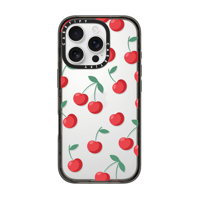 CASETiFY iPhone 16 Pro ケース ブラック インパクトケース Fruit,Food,Pattern,Cherry,Strawberry,Fruit Cherries