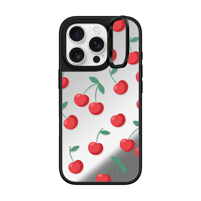 CASETiFY iPhone 16 Pro ケース Silver on Black ミラー リングスタンドケース MagSafe対応 Cherry,Strawberry Fruit,Food,Cherry,Pattern,Cherry,Strawberry,Fruit Cherries Father's Day CASETiFY iPhone 16 Pro ケース Silver on Black ミラー リングスタンドケース MagSafe対応 Cherry,Strawberry Fruit,Food,Cherry,Pattern,Cherry,Strawberry,Fruit Cherries Father's Day
