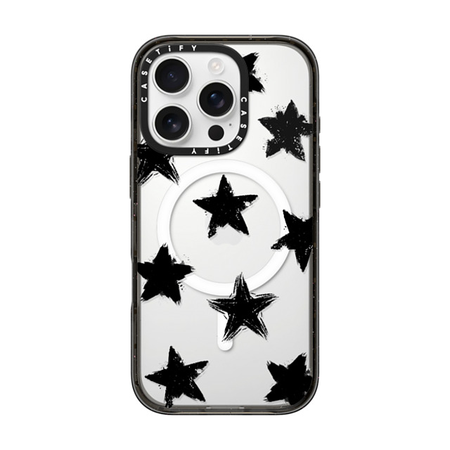 CASETiFY iPhone 16 Pro ケース ブラック インパクトケース MagSafe対応 Monochrome,Pattern Star Marks