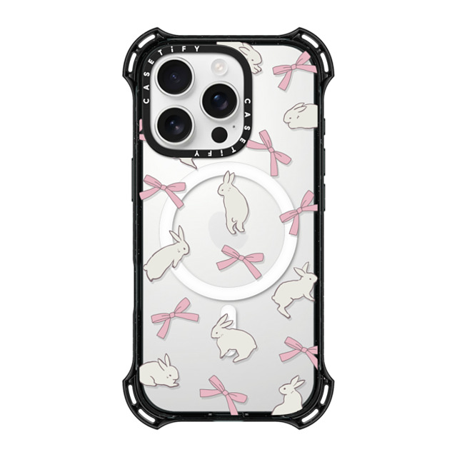 CASETiFY iPhone 16 Pro Case Black バウンスケース Animal,Cottagecore,Pattern,Ribbon Rabbit Ribbon CASETiFY iPhone 16 Pro Case Black バウンスケース Animal,Cottagecore,Pattern,Ribbon Rabbit Ribbon
