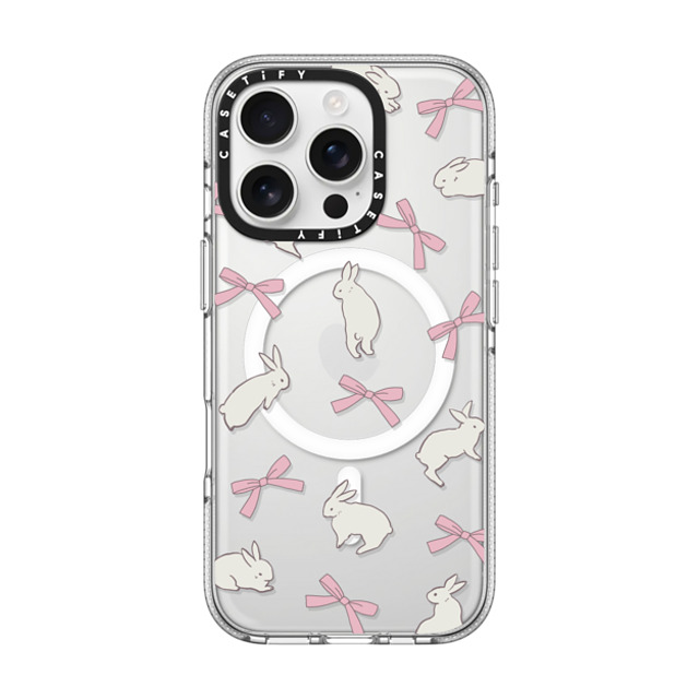 CASETiFY iPhone 16 Pro ケース クリア クリア ケース MagSafe対応 Animal,Cottagecore,Pattern Rabbit Ribbon