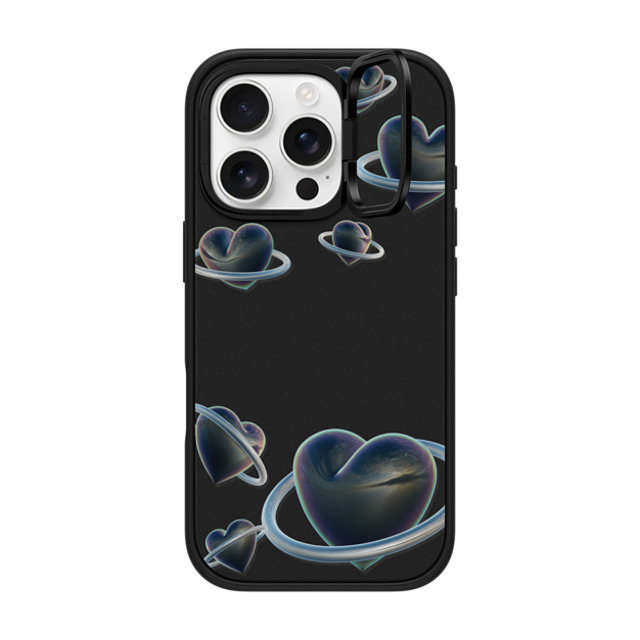 CASETiFY iPhone 16 Pro ケース マットブラック インパクトリングスタンドケース MagSafe対応 Heart Universe Case casetify_artist