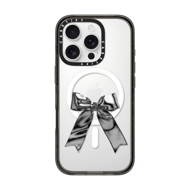 CASETiFY iPhone 16 Pro ケース ブラック インパクトケース MagSafe対応 Butterfly Metallic Ribbon