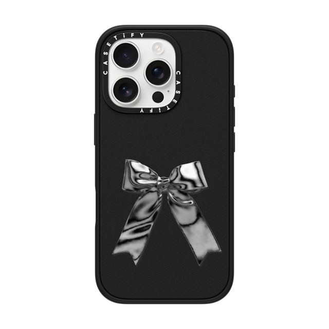 CASETiFY iPhone 16 Pro ケース マットブラック インパクトケース MagSafe対応 Butterfly Metallic Ribbon