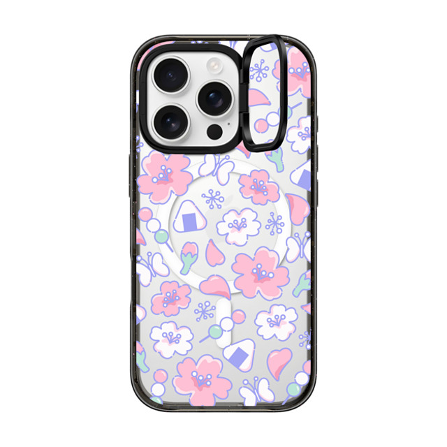 CASETiFY iPhone 16 Pro ケース ブラック インパクトリングスタンドケース MagSafe対応 Anime Sakura casetify_artist