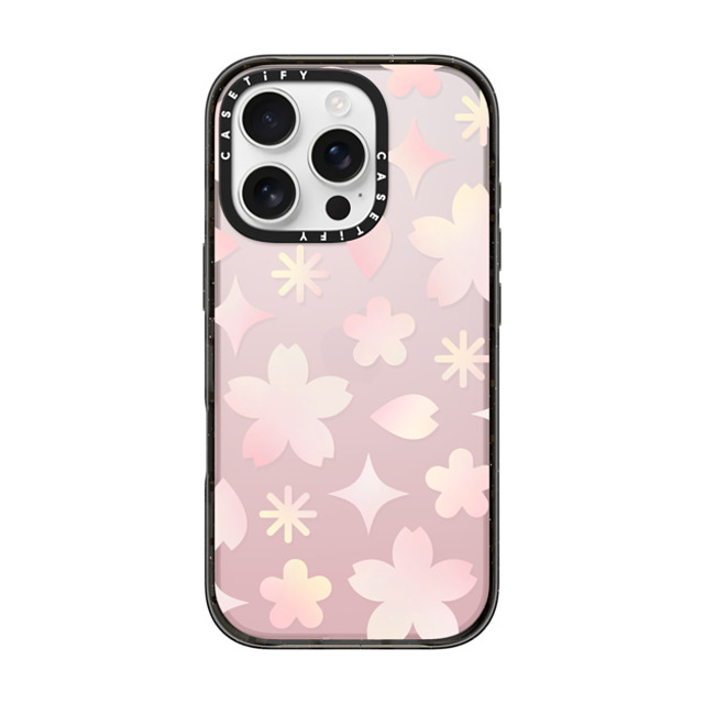 CASETiFY iPhone 16 Pro ケース ブラック インパクトケース Sheer Sakura Pattern Pink casetify_artist