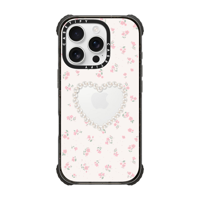 CASETiFY iPhone 16 Pro Case Black ウルトラ インパクトケース MagSafe 対応 Floral,Heart,Cottagecore,Heart Pearly Heart CASETiFY iPhone 16 Pro Case Black ウルトラ インパクトケース MagSafe 対応 Floral,Heart,Cottagecore,Heart Pearly Heart