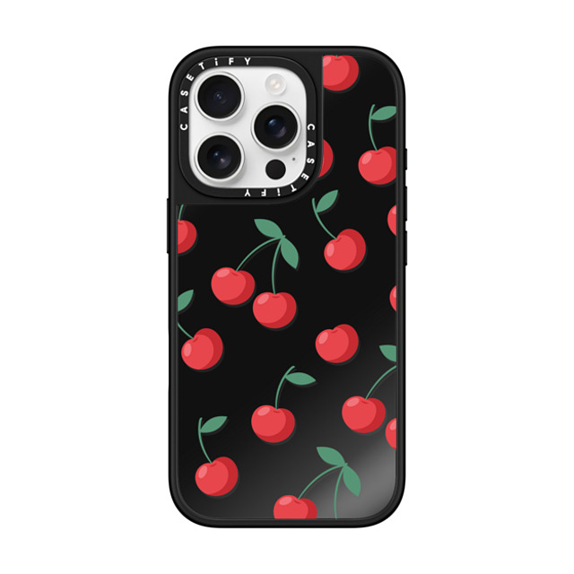 CASETiFY iPhone 16 Pro Case Black on Black ミラーケース MagSafe対応 Cherry,Food,Fruit,Cherry,Fruit,Pattern,Strawberry Cherries CASETiFY iPhone 16 Pro Case Black on Black ミラーケース MagSafe対応 Cherry,Food,Fruit,Cherry,Fruit,Pattern,Strawberry Cherries