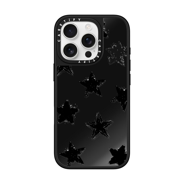 CASETiFY iPhone 16 Pro Case Black on Black ミラーケース MagSafe対応 Star,Monochrome,Pattern Star Marks CASETiFY iPhone 16 Pro Case Black on Black ミラーケース MagSafe対応 Star,Monochrome,Pattern Star Marks
