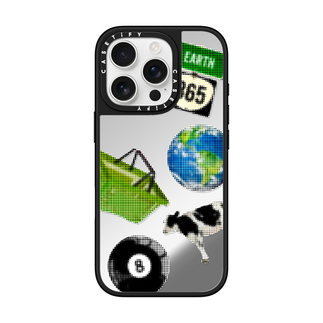 CASETiFY iPhone 16 Pro ケース Silver on Black ミラーケース MagSafe対応 Cow,Pop Art Cow,Pop Art Earth 365 Father's Day CASETiFY iPhone 16 Pro ケース Silver on Black ミラーケース MagSafe対応 Cow,Pop Art Cow,Pop Art Earth 365 Father's Day