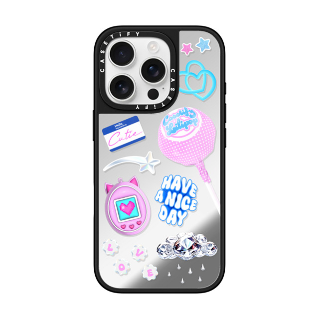 CASETiFY iPhone 16 Pro ケース Silver on Black ミラーケース MagSafe対応 Y2K Y2K Collage