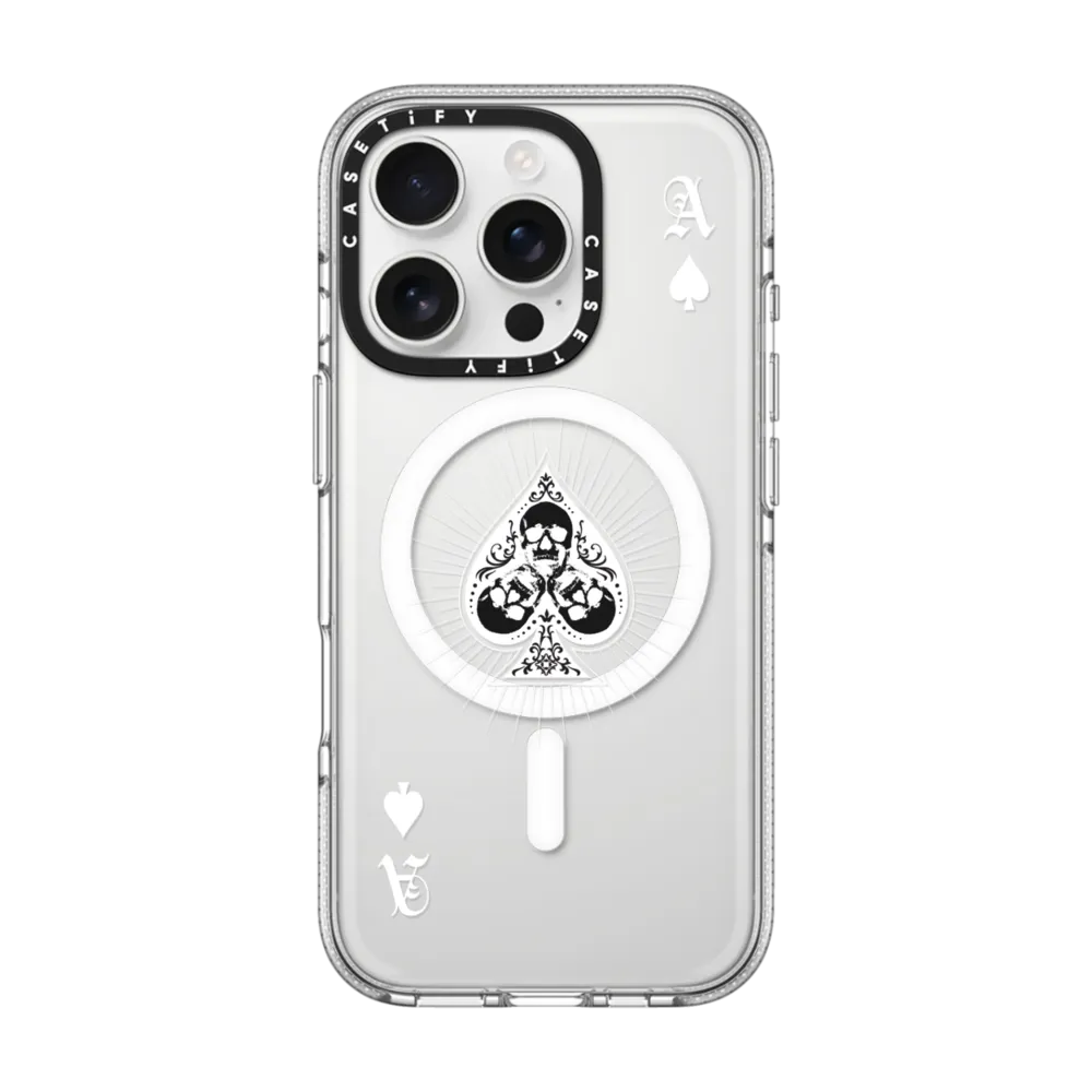 Impact iPhone 16 Pro Case MagSafe Compatible - Ace of Spades - White