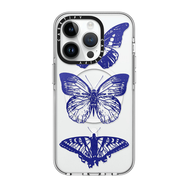 CASETiFY iPhone 14 Pro ケース クリア クリア ケース MagSafe対応 Dark Academia,Butterfly Butterfly Lithograph