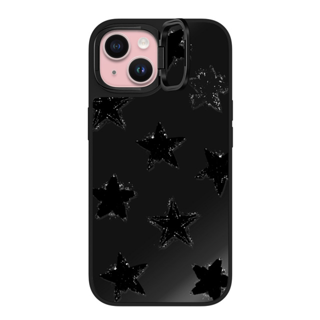 CASETiFY iPhone 15 Case Black on Black ミラー リングスタンドケース MagSafe対応 Star,Pattern Star,Monochrome,Pattern Star Marks Father's Day CASETiFY iPhone 15 Case Black on Black ミラー リングスタンドケース MagSafe対応 Star,Pattern Star,Monochrome,Pattern Star Marks Father's Day