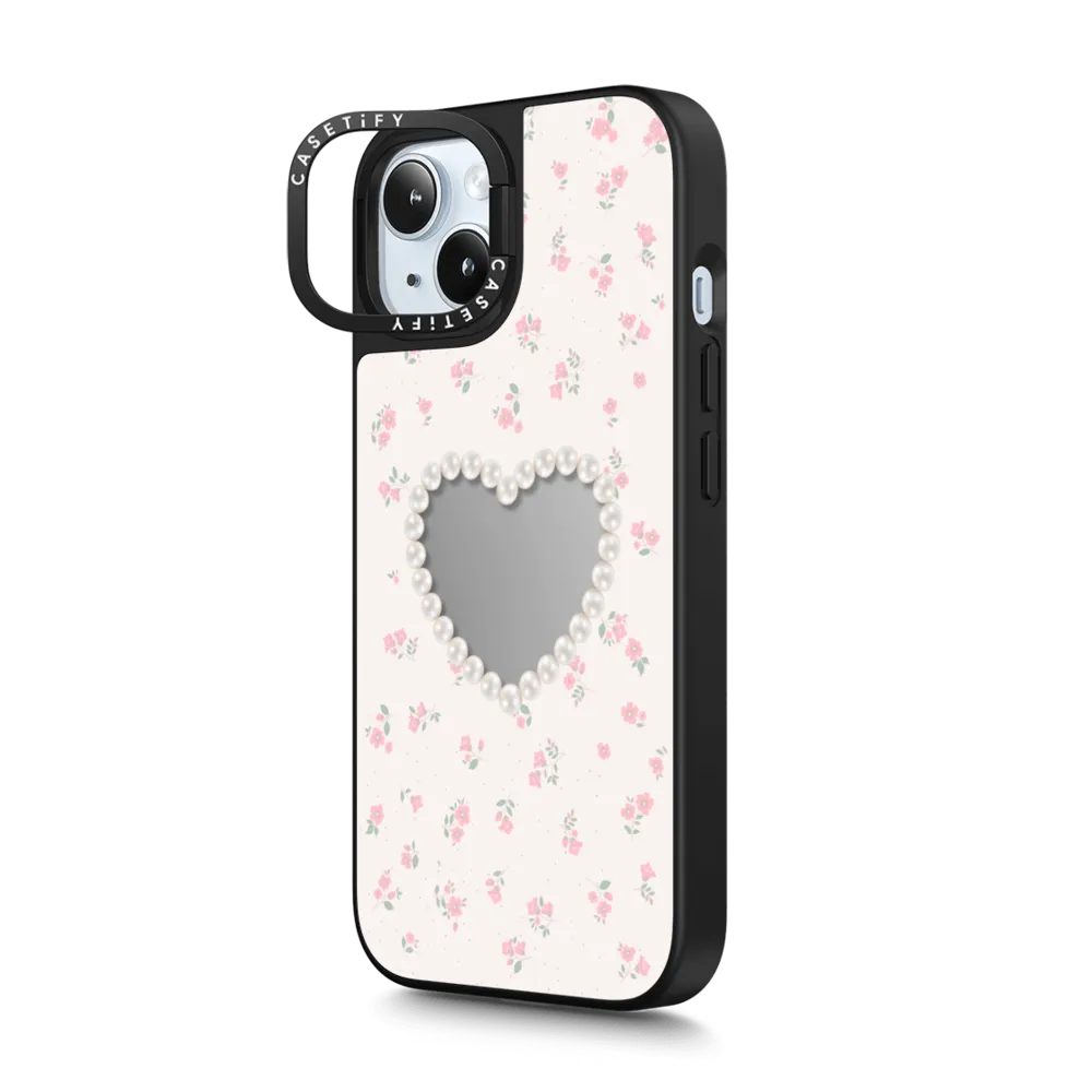 Mirror Ring Stand iPhone 15 Plus Case MagSafe Compatible - Pearly Heart