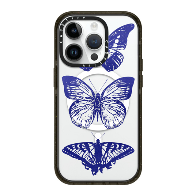 CASETiFY iPhone 14 Pro ケース ブラック インパクトケース MagSafe対応 Dark Academia,Butterfly Butterfly Lithograph