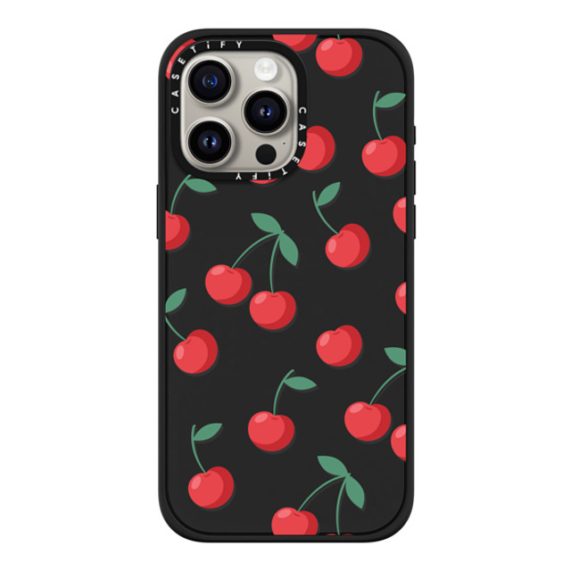 CASETiFY iPhone 15 Pro Max ケース マットブラック インパクトケース MagSafe対応 Fruit,Food,Pattern,Cherry,Strawberry,Fruit Cherries