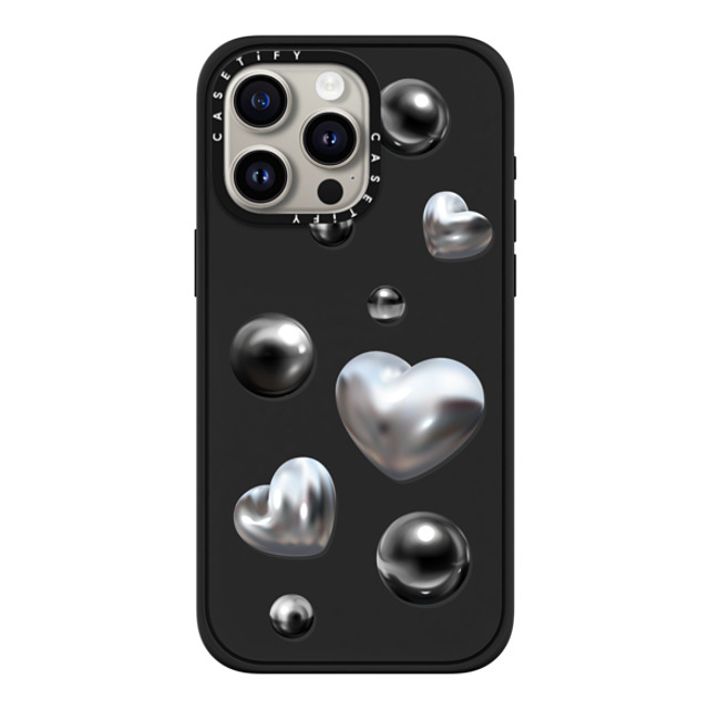 CASETiFY iPhone 15 Pro Max ケース マットブラック インパクトケース MagSafe対応 Monochrome,Futurism Chrome Love