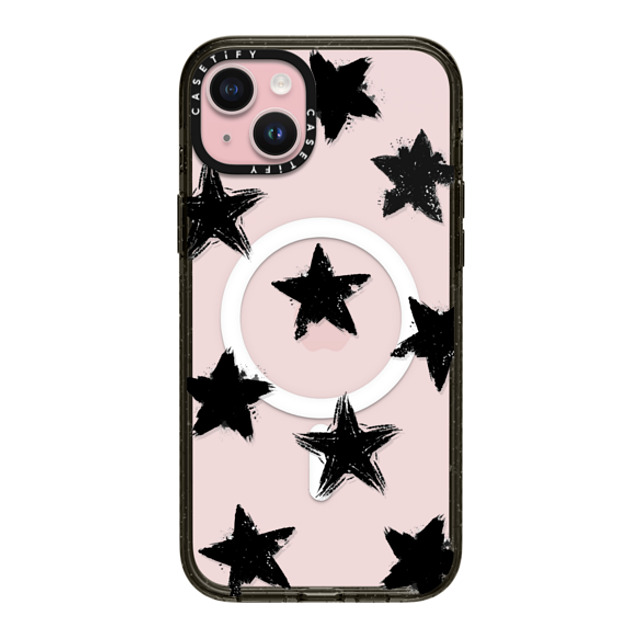 CASETiFY iPhone 15 Plus ケース ブラック インパクトケース MagSafe対応 Monochrome,Pattern Star Marks