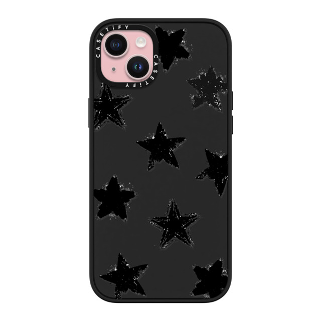 CASETiFY iPhone 15 Plus ケース マットブラック インパクトケース MagSafe対応 Monochrome,Pattern Star Marks