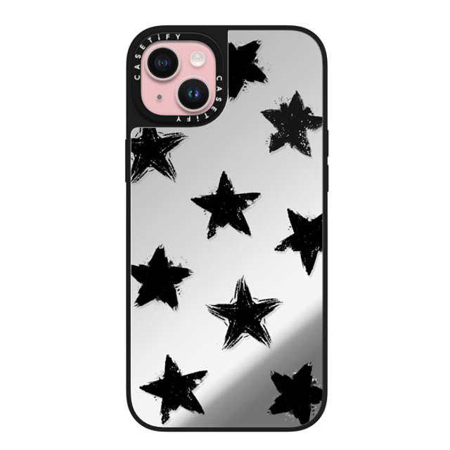 CASETiFY iPhone 15 Plus Case Silver on Black ミラーケース MagSafe対応 Star,Pattern Star,Monochrome,Pattern Star Marks Father's Day CASETiFY iPhone 15 Plus Case Silver on Black ミラーケース MagSafe対応 Star,Pattern Star,Monochrome,Pattern Star Marks Father's Day