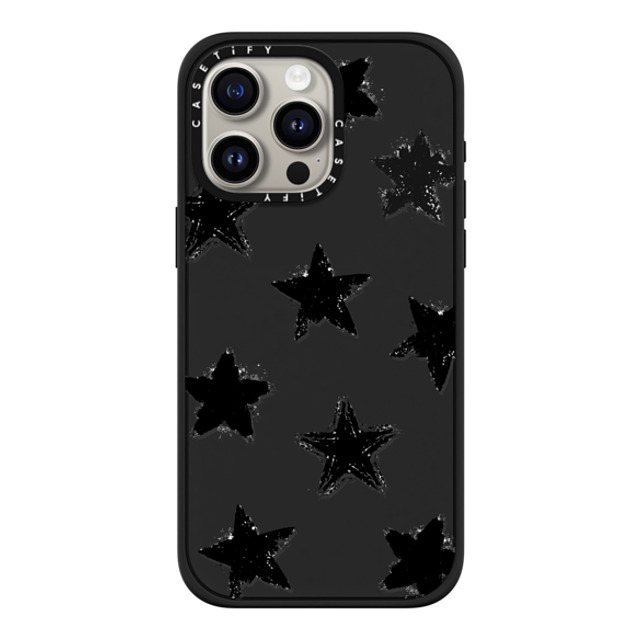 CASETiFY iPhone 15 Pro Max ケース マットブラック インパクトケース Monochrome,Pattern Star Marks