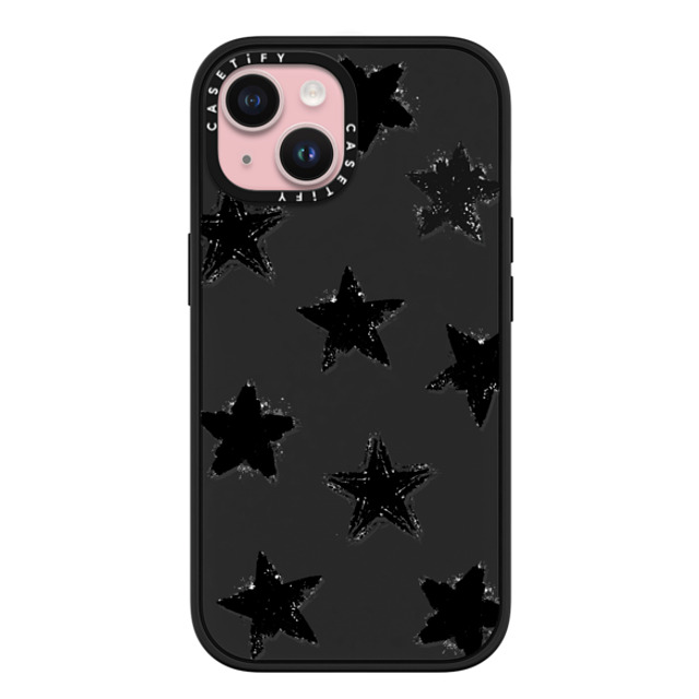 CASETiFY iPhone 15 ケース マットブラック インパクトケース Monochrome,Pattern Star Marks