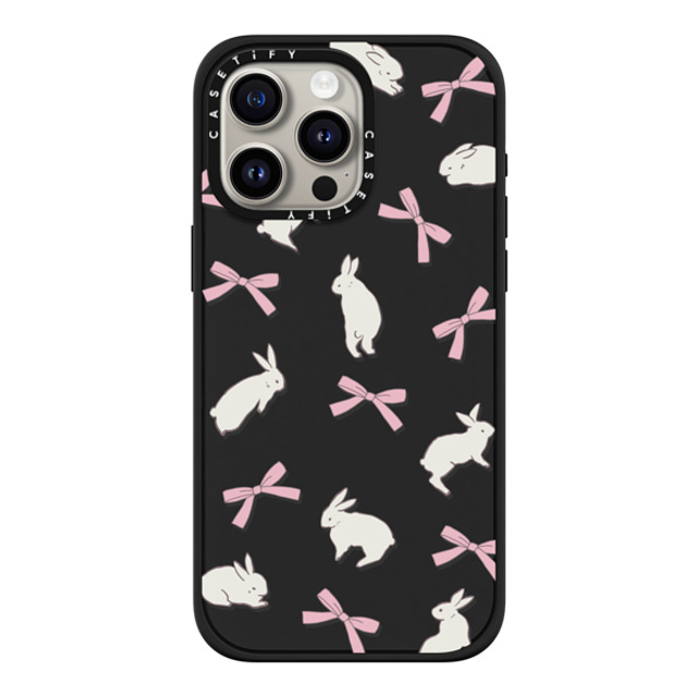 CASETiFY iPhone 15 Pro Max ケース マットブラック インパクトケース MagSafe対応 Animal,Cottagecore,Pattern Rabbit Ribbon