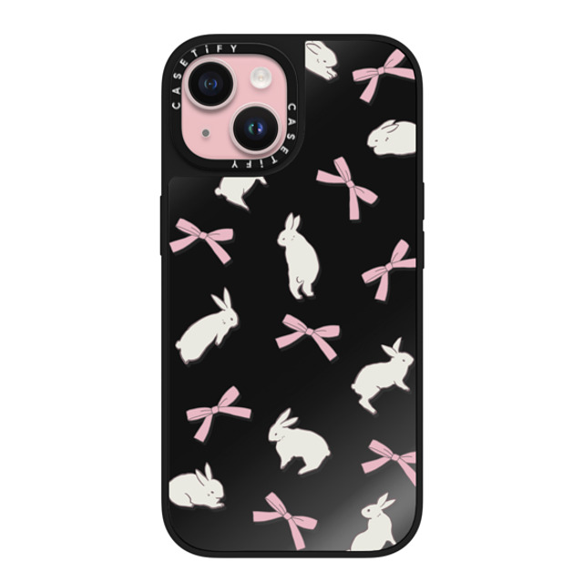 CASETiFY iPhone 15 Case Black on Black ミラーケース MagSafe対応 Animal,Ribbon Animal,Ribbon,Cottagecore,Pattern Rabbit Ribbon Mother's Day CASETiFY iPhone 15 Case Black on Black ミラーケース MagSafe対応 Animal,Ribbon Animal,Ribbon,Cottagecore,Pattern Rabbit Ribbon Mother's Day