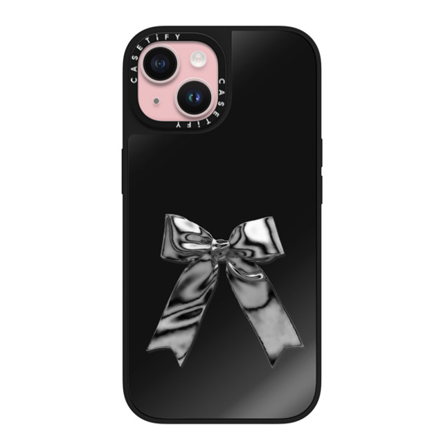 CASETiFY iPhone 15 ケース Black on Black ミラーケース MagSafe対応 Butterfly Metallic Ribbon