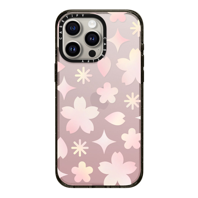 CASETiFY iPhone 15 Pro Max ケース ブラック インパクトケース Sheer Sakura Pattern Pink casetify_artist