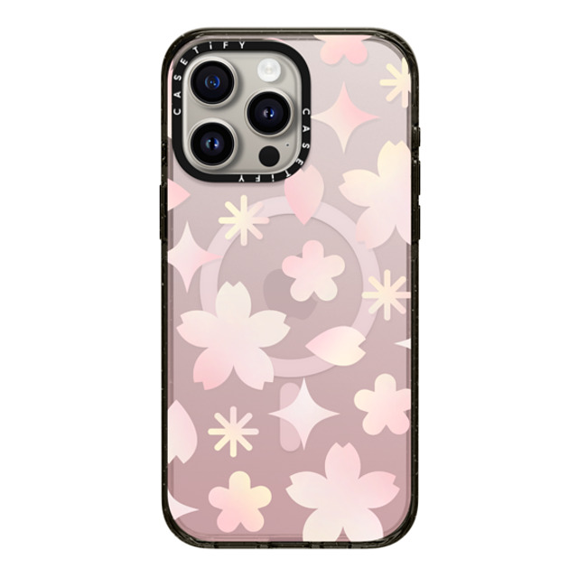 CASETiFY iPhone 15 Pro Max ケース ブラック インパクトケース MagSafe対応 Sheer Sakura Pattern Pink casetify_artist