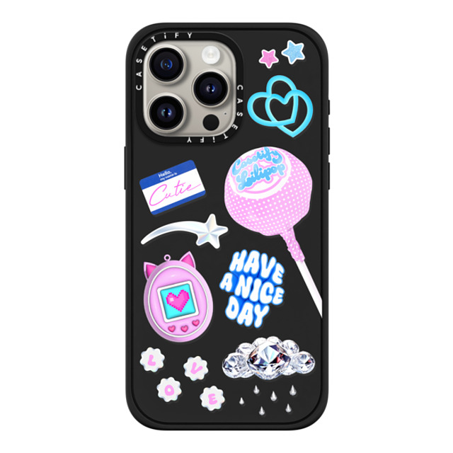 CASETiFY iPhone 15 Pro Max ケース マットブラック インパクトケース MagSafe対応 Y2K Y2K Collage