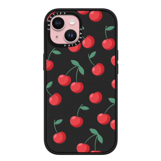 CASETiFY iPhone 15 ケース マットブラック インパクトケース MagSafe対応 Fruit,Food,Pattern,Cherry,Strawberry,Fruit Cherries