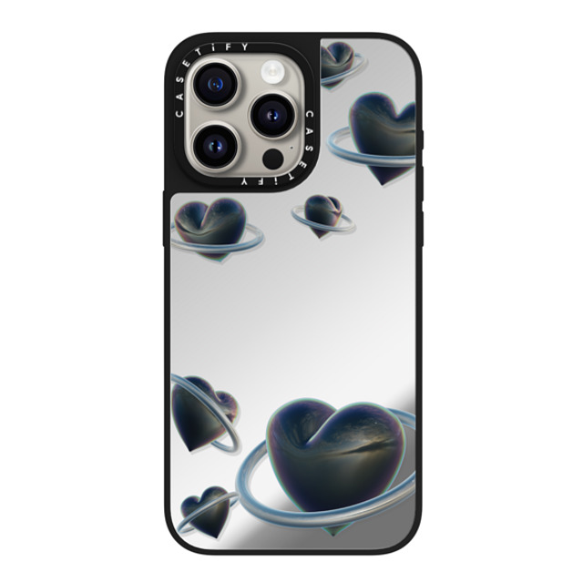 CASETiFY iPhone 15 Pro Max ケース Silver on Black ミラーケース MagSafe対応 Heart Universe Case casetify_artist